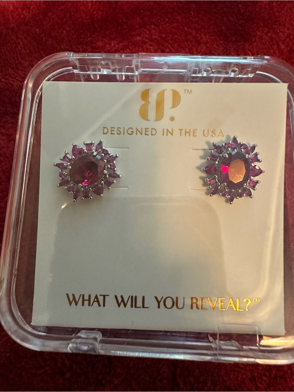 Unbranded Pink Crystal Halo Stud Earrings - Sparkling Pink Gem
